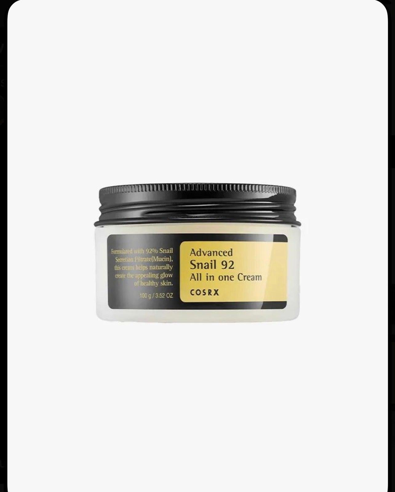 Cosrx Crème Tout En
Un à l'Escargot
Advanced Snail 92
100g